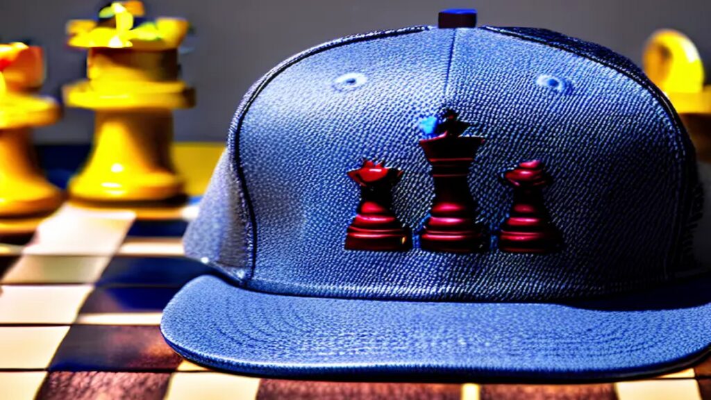 Gorra con piezas de ajedrez bordadas