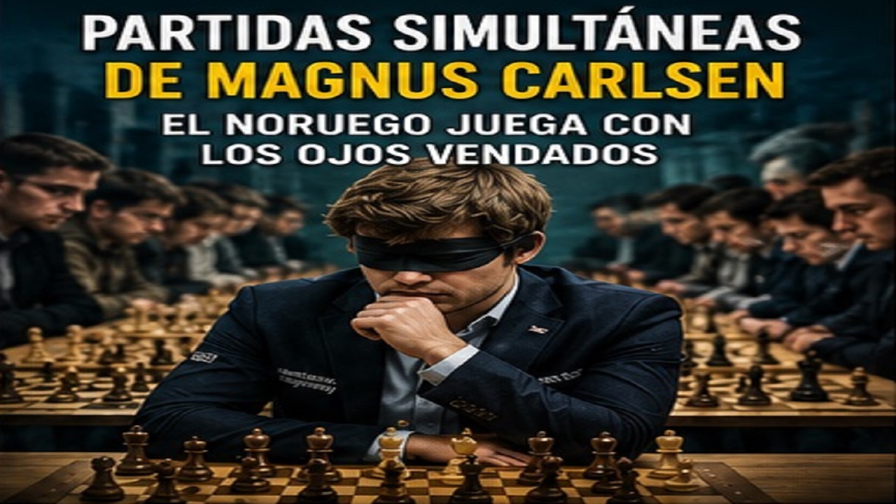 Partidas Simultáneas de Magnus Carlsen: El Noruego juega con los Ojos Vendados