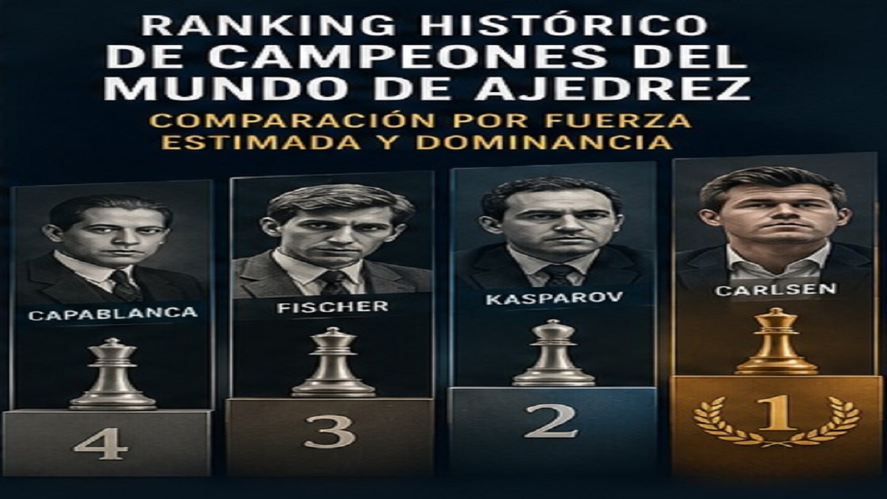 Ranking Histórico de Campeones del Mundo de Ajedrez: Comparación por Fuerza Estimada y Dominancia